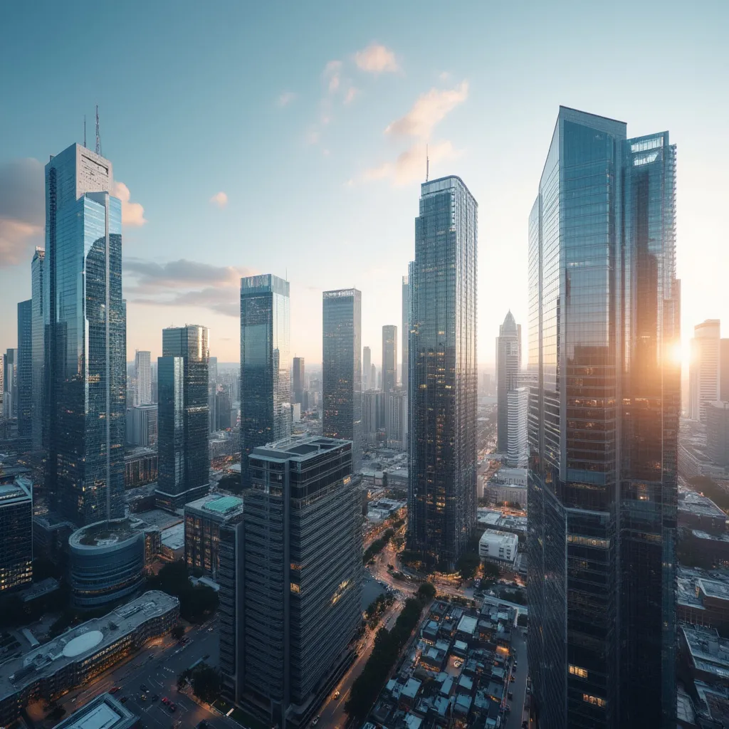 Moderná panoráma mesta s kancelárskymi budovami
